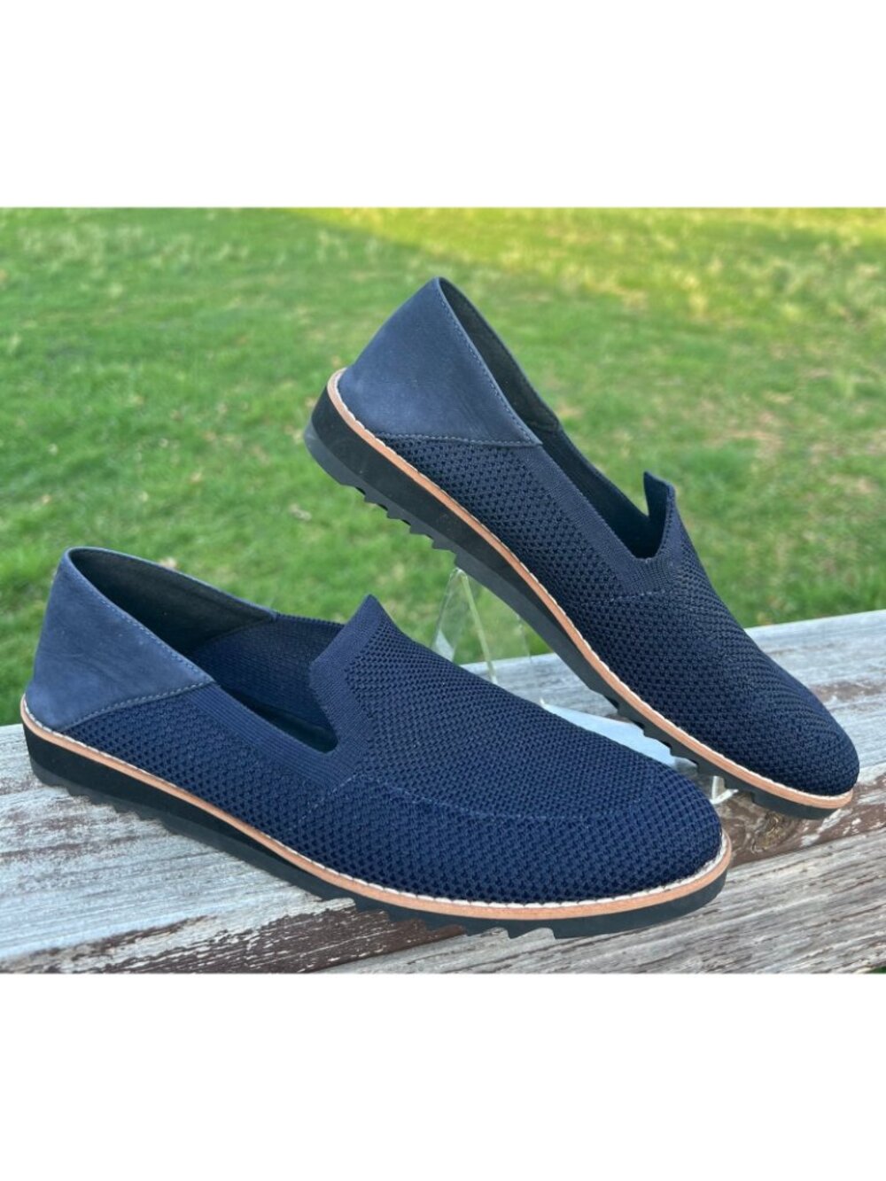 Eileen Fisher Womens Sz 8.5 Novo' Stretch Knit Comfort Loafers in Navy - Picture 2 of 6